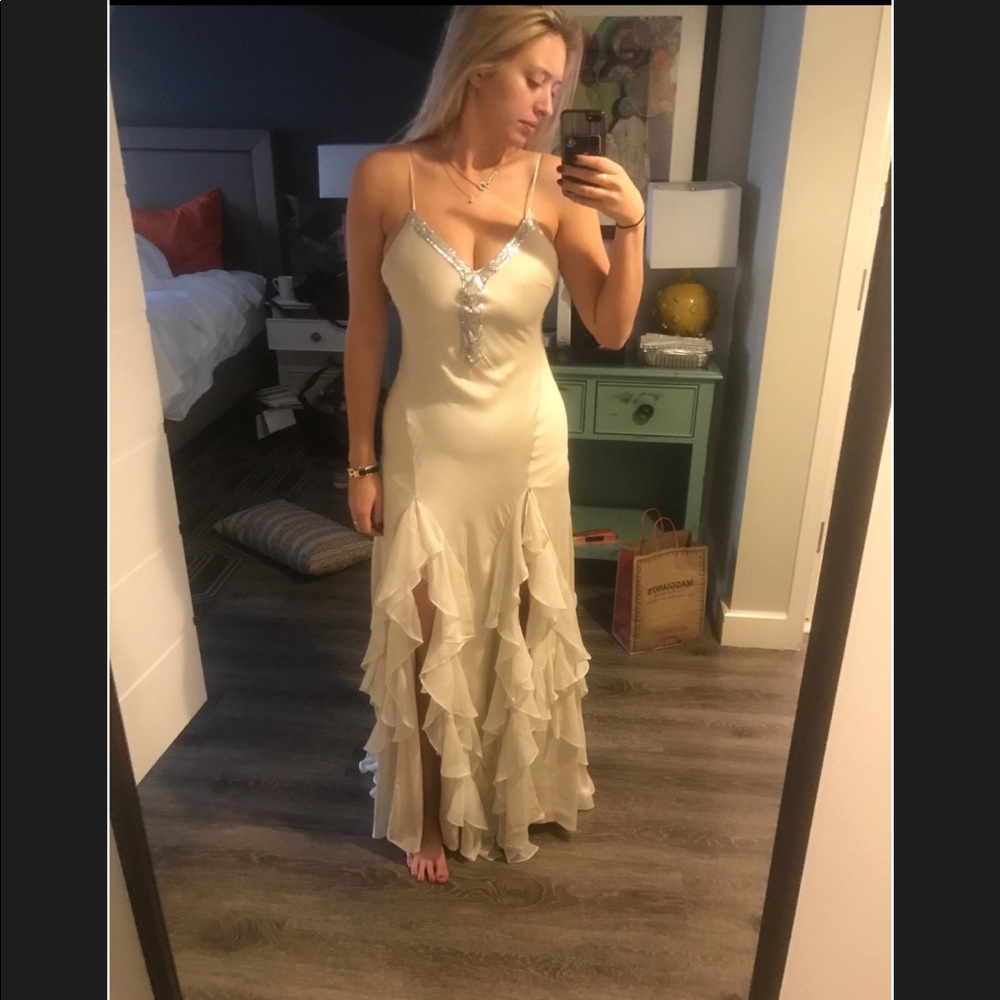 Ruffled Silk evening gown Haute Hippie